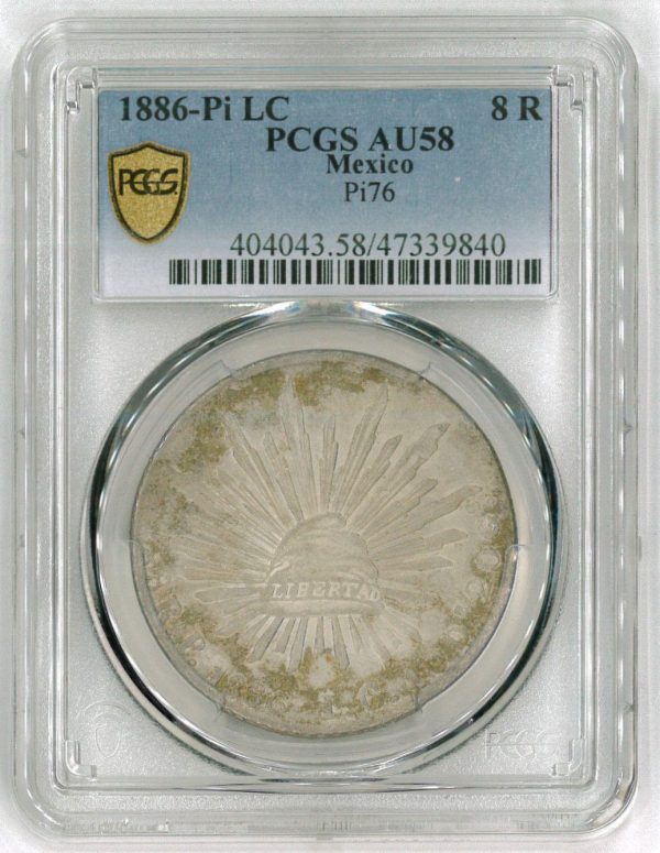 Mexico 8 Reales 1886 Pi LC PCGS AU 58